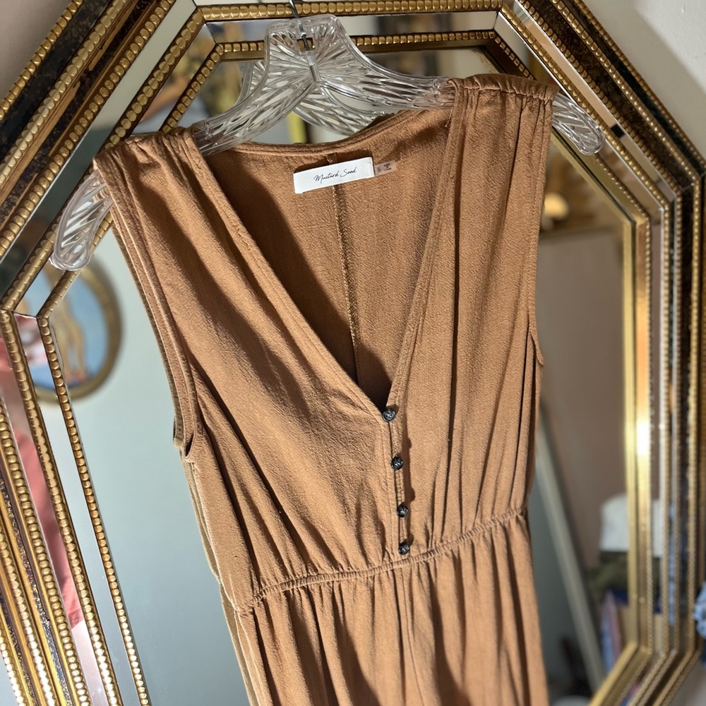Mustard seed jumpsuit in natural brown. Size S